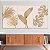 Quadros Decorativos Trio em Canvas Folhagem Cor Palha Detalhes Dourados - Imagem 4