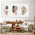 Quadros Decorativos Trio em Canvas Composição Abstrata em Cores Cinza Bege Nude Traços Dourados - Imagem 1