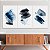 Quadros Decorativos Trio em Canvas Composição Abstrata Cores Cinza e Azul - Imagem 1