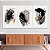 Quadros Decorativos Trio em Canvas Composição Abstrata Pincelada Cor Preta Detalhes Dourados - Imagem 5