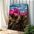 Quadro Decorativo Canvas Floral Cactos com Flor Rosa Vertical - Imagem 1