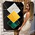 Quadro Decorativo Canvas Abstrato Losangos Coloridos e Linhas Douradas Vertical - Imagem 5