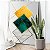 Quadro Decorativo Canvas Abstrato Losangos Coloridos e Linhas Douradas Vertical - Imagem 1
