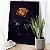 Quadro Decorativo Canvas Floral Rosa na cor Dourada Folhas Pretas Vertical - Imagem 2
