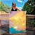 Quadro Decorativo Canvas Pintura Abstrata Cores Frias Dourado e Pontos Luminosos Vertical - Imagem 6