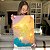 Quadro Decorativo Canvas Pintura Abstrata Cores Frias Dourado e Pontos Luminosos Vertical - Imagem 4