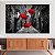 Quadro Decorativo Canvas Guarda-Chuvas Vermelhos em Cidade Preta e Branca Horizontal - Imagem 3