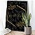 Quadro Decorativo Canvas Abstrato Gratidão Detalhes Dourados e Fundo Folhas Pretas Vertical - Imagem 1