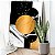 Quadro Decorativo Canvas Formas Abstratas Preto Branco e Dourado Vertical - Imagem 2