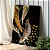 Quadro Decorativo Canvas Penas Abstratas e Pássaros Dourados Vertical - Imagem 2
