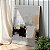 Quadro Decorativo Canvas Abstrato Pintura Preto Branco e Dourado Vertical - Imagem 1