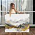Quadro Decorativo Canvas Abstrato Pintura Tons de Cinza e Dourado Horizontal - Imagem 1