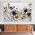 Quadro Decorativo Canvas Composição Flores e Borboleta Azuis Detalhes Dourados Horizontal - Imagem 5