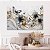 Quadro Decorativo Canvas Composição Flores e Borboleta Azuis Detalhes Dourados Horizontal - Imagem 2