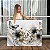 Quadro Decorativo Canvas Composição Flores e Borboleta Azuis Detalhes Dourados Horizontal - Imagem 1