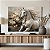 Quadro Decorativo Canvas Animais Pintura Cavalo Branco Detalhes Dourados Horizontal - Imagem 3