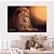 Quadro Decorativo Canvas Animais Leão Deitado Fundo Preto e Ponto Luminoso Horizontal - Imagem 4