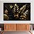 Quadro Decorativo Canvas Folhagem Preta e Dourada Fundo Preto Horizontal - Imagem 5