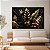 Quadro Decorativo Canvas Folhagem Preta e Dourada Fundo Preto Horizontal - Imagem 4
