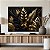 Quadro Decorativo Canvas Folhagem Preta e Dourada Fundo Preto Horizontal - Imagem 3