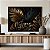 Quadro Decorativo Canvas Folhagem Preta e Dourada Fundo Preto Horizontal - Imagem 2