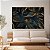 Quadro Decorativo Canvas Folhas Pretas e Douradas Fundo Preto Horizontal - Imagem 3