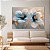 Quadro Decorativo Canvas Par de Flores Azuis e Folhas Douradas Horizontal - Imagem 4