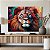 Quadro Decorativo Canvas Animais Pintura Colorida Leão com Flores Horizontal - Imagem 5