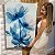 Quadro Decorativo Canvas Flores e Folhas Azuis Pétalas Finas Vertical - Imagem 5