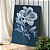Quadro Decorativo Canvas Flor em Tons de Azul Fundo Escuro Vertical - Imagem 1