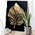 Quadro Decorativo Canvas Folha Grande Dourada em Fundo Preto Vertical - Imagem 1