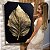Quadro Decorativo Canvas Folha Grande Dourada em Fundo Preto Vertical - Imagem 5