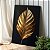 Quadro Decorativo Canvas Folha Dourada Golden Fundo Preto Vertical - Imagem 2