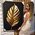 Quadro Decorativo Canvas Folha Dourada Golden Fundo Preto Vertical - Imagem 5