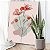 Quadro Decorativo Canvas Flores Traços Minimalistas Tons Avermelhados Vertical - Imagem 2