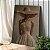 Quadro Decorativo Canvas Mulher com Chapéu e Vestido de Palha Linho Vertical - Imagem 4