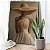 Quadro Decorativo Canvas Mulher com Chapéu e Vestido de Palha Linho Vertical - Imagem 2