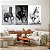 Quadro Decorativo Canvas Trio Animais Cavalos Preto e Branco - Imagem 1