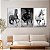 Quadro Decorativo Canvas Trio Animais Cavalos Preto e Branco - Imagem 2