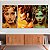 Quadro Decorativo Canvas Trio Beleza Feminina Mulheres com Maquiagem Dourada e Folhas na Cabeça - Imagem 1