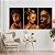Quadro Decorativo Canvas Trio Beleza Feminina Mulheres com Maquiagem Dourada Brilhante - Imagem 1