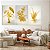 Quadro Decorativo Canvas Trio Folhagens Douradas em Fundo Branco - Imagem 2