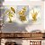 Quadro Decorativo Canvas Trio Folhagens Douradas em Fundo Branco - Imagem 1