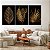 Quadro Decorativo Canvas Trio Folhas Douradas em Fundo Preto - Imagem 3