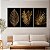 Quadro Decorativo Canvas Trio Folhas Douradas em Fundo Preto - Imagem 2