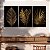 Quadro Decorativo Canvas Trio Folhas Douradas em Fundo Preto - Imagem 5