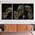 Quadro Decorativo Canvas Trio Folhas Com Traços Dourados Fundo Preto - Imagem 2