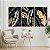 Quadro Decorativo Canvas Trio Folhas Abstratas Preto e Dourado Golden - Imagem 2