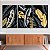 Quadro Decorativo Canvas Trio Folhas Abstratas Preto e Dourado Golden - Imagem 3