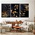 Quadro Decorativo Canvas Trio Folhagens Abstratas Preto e Dourado - Imagem 3